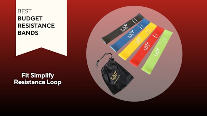 Photo of resistance bands against a red background